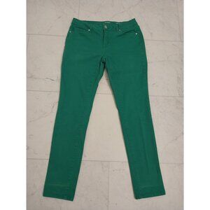 Crown & Ivy Christmas Green Skinny Mid Rise Jeans Sz 2